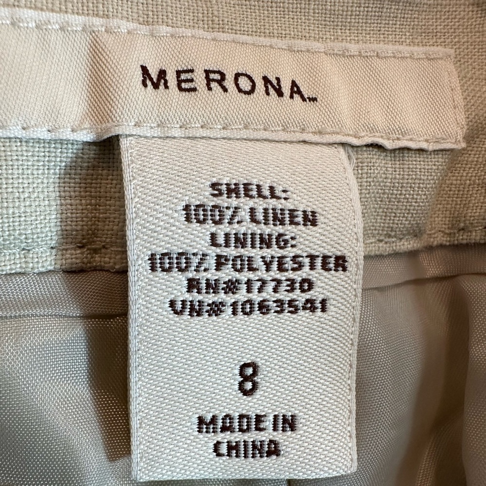 Merona Womens 100% Linen Pants Wide Leg Lined Size 8 Career Business Casual Tan - Picture 4 of 13